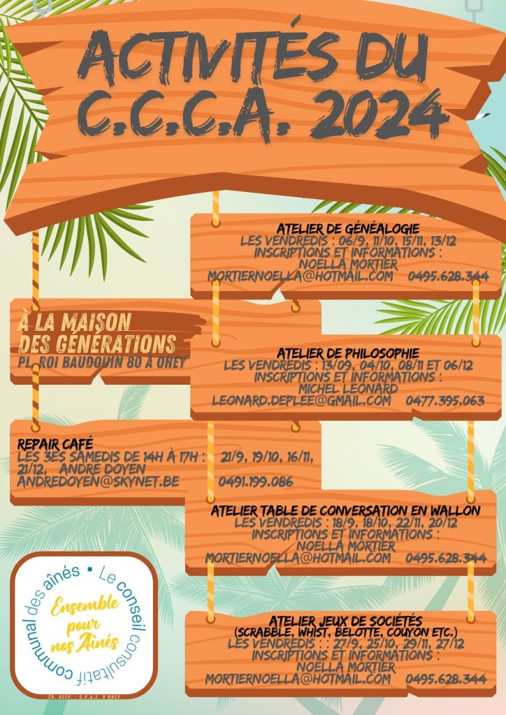 Affiche des activités du CCCA